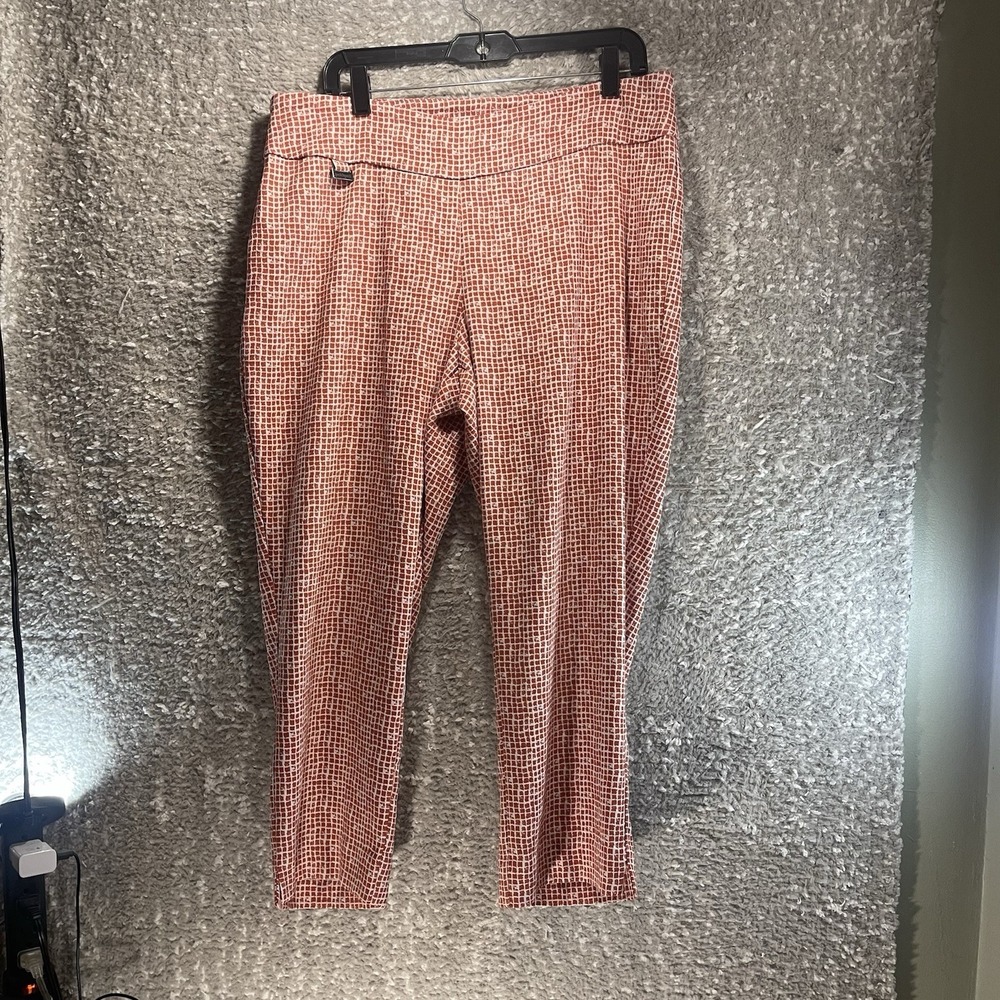Peck & Peck Women Pull On Capri Pants 16 Polyester Nylon Rayon Casual Preppy